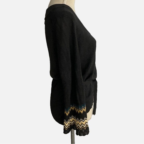 Nic & Zoe Silk Sweater Round Neckline Waist Tie Belt Knit Sleeves Large - Picture 6 of 8